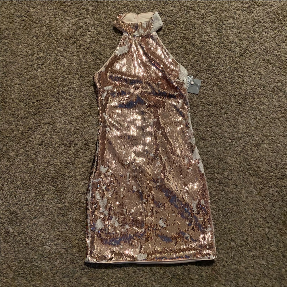 NWT sequin halter mini dress